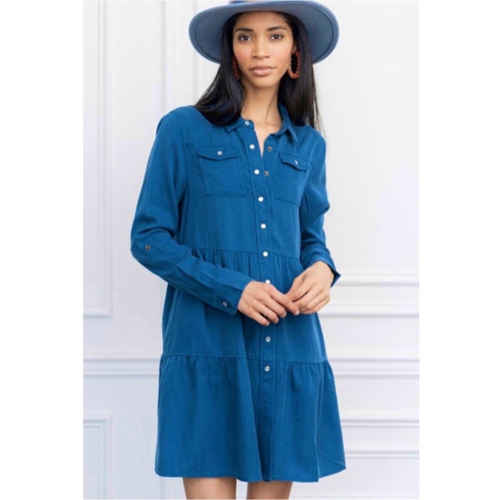 The Shirt by Rochelle Behrens “Jules Dress” Tiered Button Shirt Dress Medium